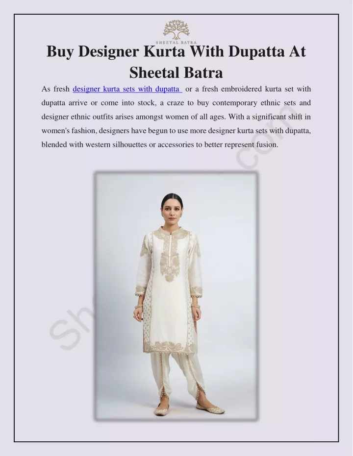 buy designer kurta with dupatta at sheetal batra