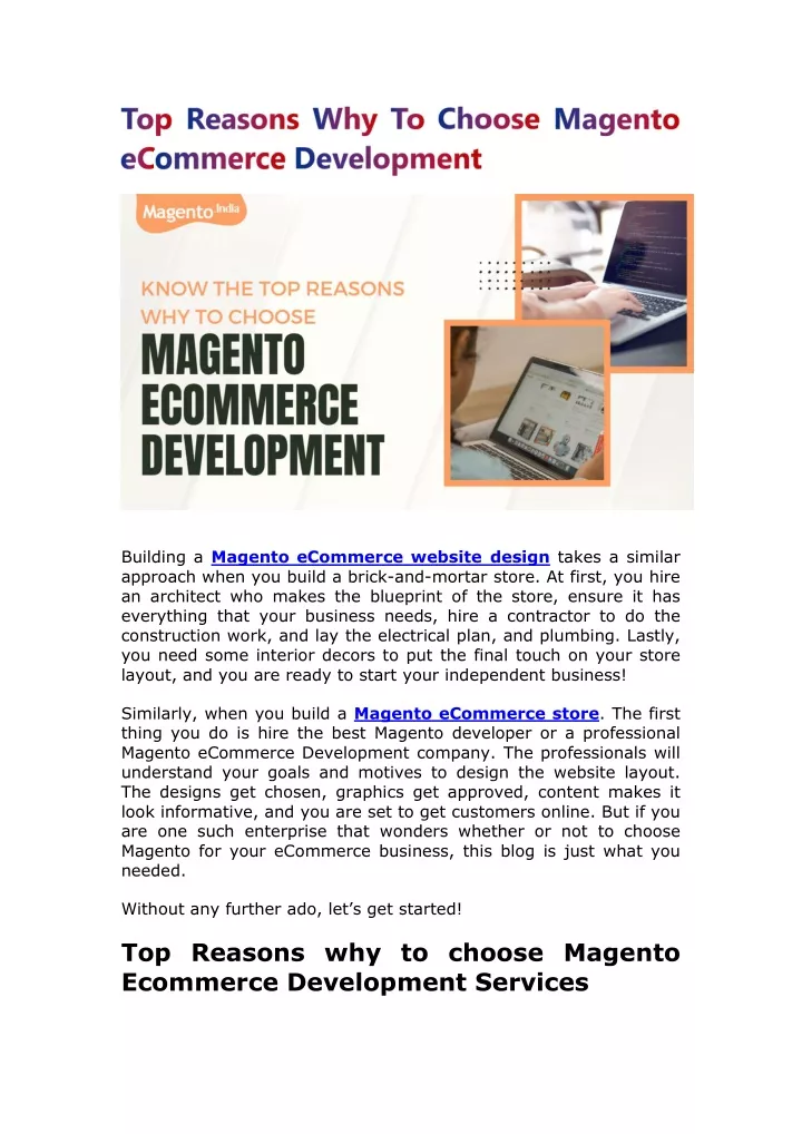 building a magento ecommerce website design takes