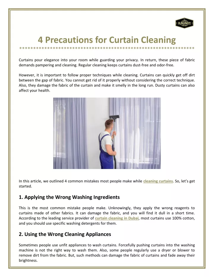 4 precautions for curtain cleaning