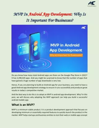 MVP In Android App Development Why Is It Important For Businesses
