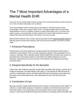The 7 Most Important Advantages of a Mental Health EHR | MedEZ