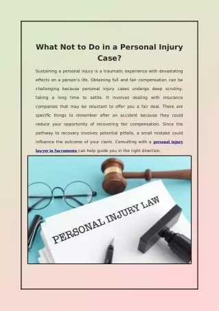 What Not to Do in a Personal Injury Case