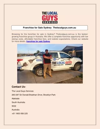 Franchise for Sale Sydney  Thelocalguys.com.au