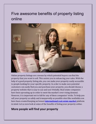 Five awesome benefits of property listing online