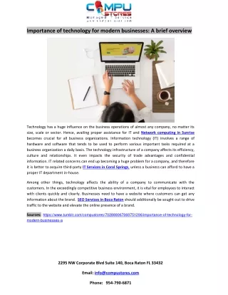 Importance of technology for modern businesses: A brief overview