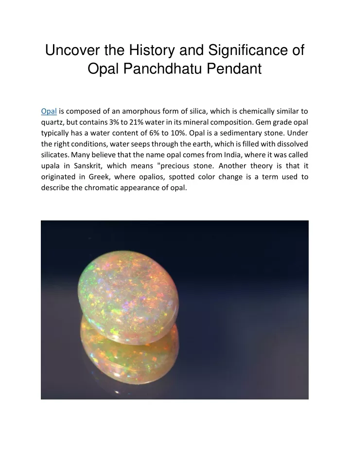uncover the history and significance of opal
