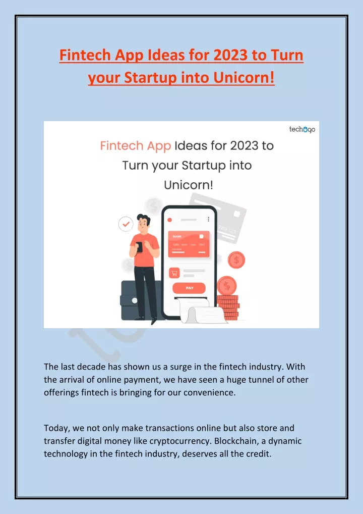 fintech app ideas for 2023 to turn your startup