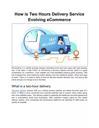 How is Two Hours Delivery Service Evolving eCommerce