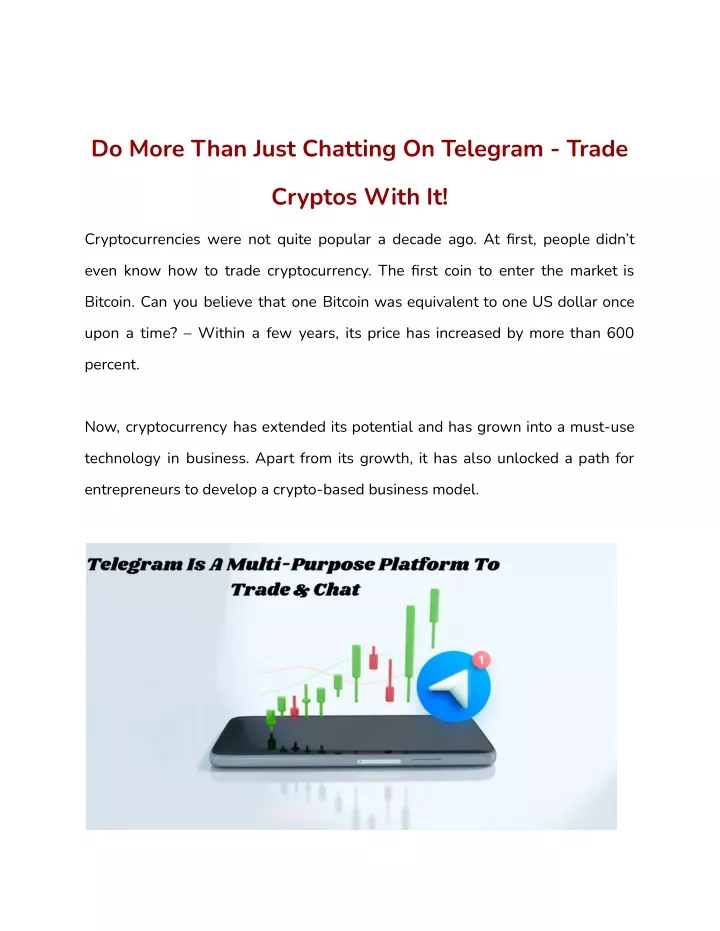 do more than just chatting on telegram trade