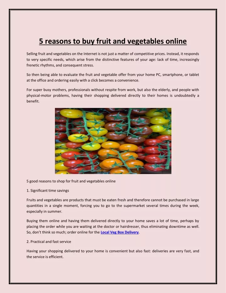 5 reasons to buy fruit and vegetables online