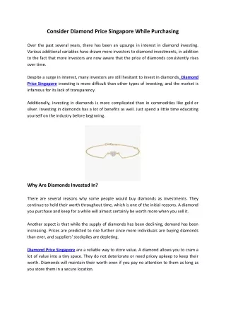 consider diamond price singapore while purchasing