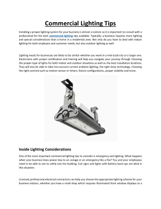 Commercial Lighting Tips - Hublit