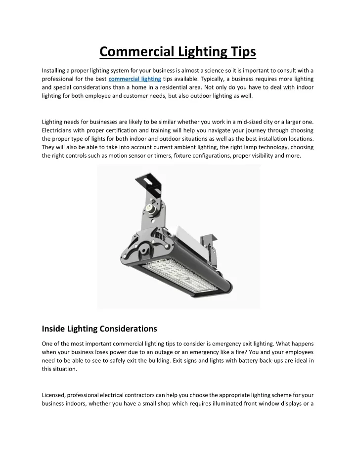 commercial lighting tips