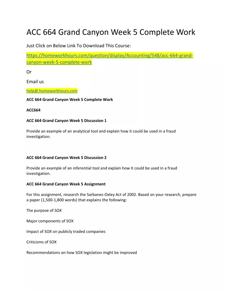 acc 664 grand canyon week 5 complete work