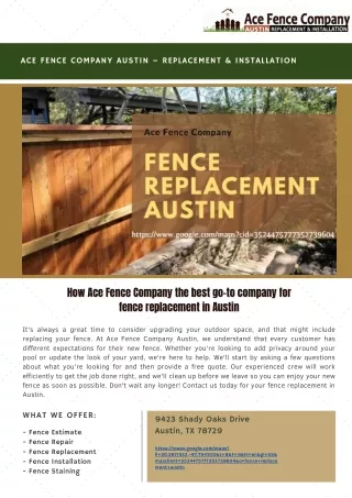 How Ace Fence Company the best go-to company for fence replacement in Austin