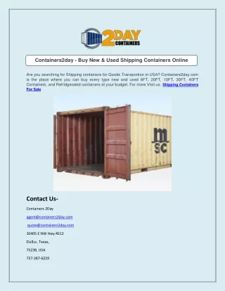 Containers2day - Buy New & Used Shipping Containers Online