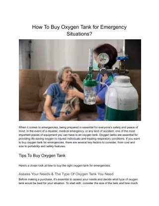 how to buy oxygen tank for emergency situations