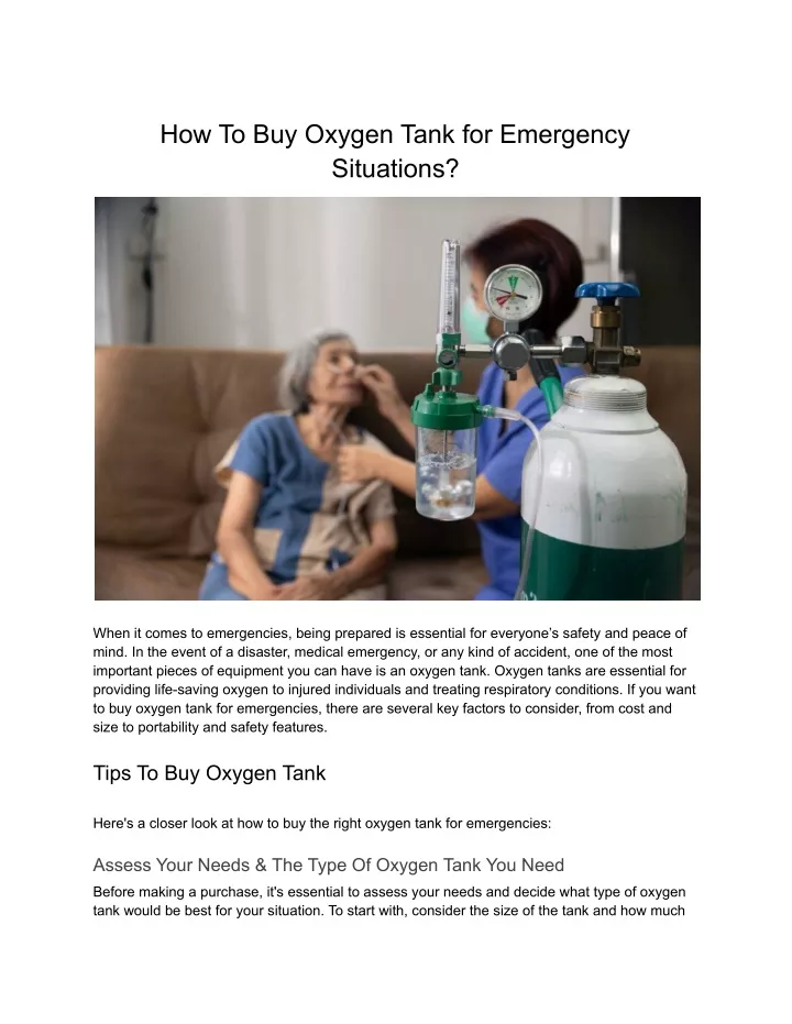 how to buy oxygen tank for emergency situations