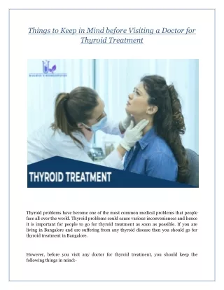 Things to Keep in Mind before Visiting a Doctor for Thyroid Treatment