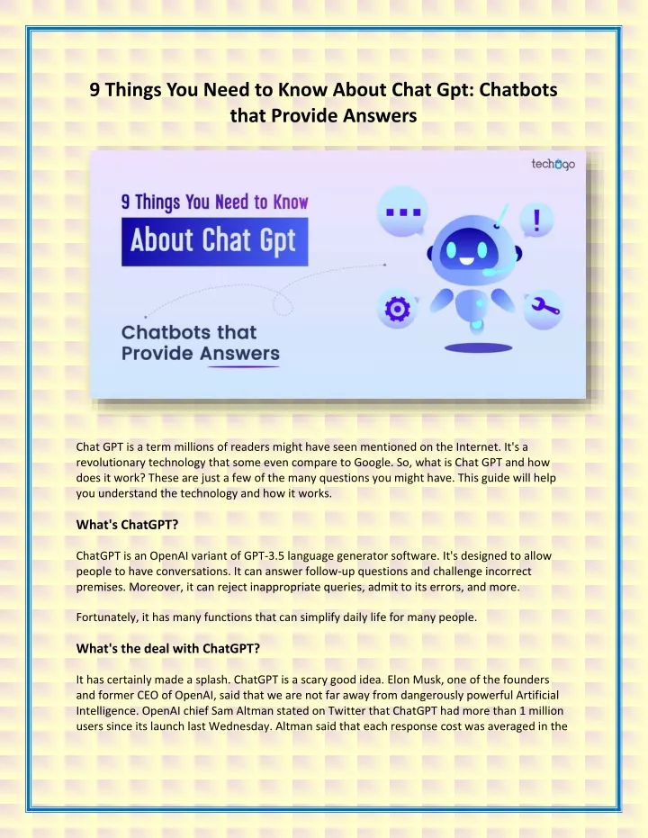 9 things you need to know about chat gpt chatbots