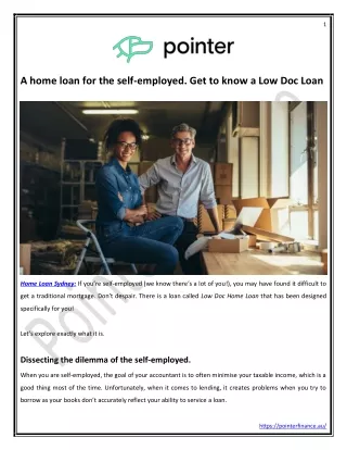 A home loan for the self-employed. Get to know a Low Doc Loan