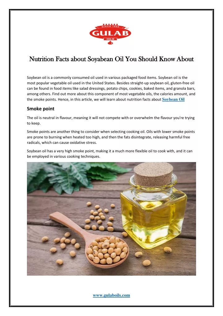 nutrition facts about soyabean oil you should
