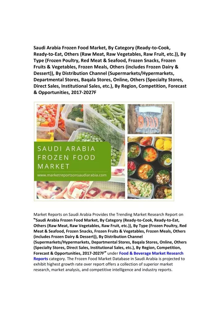 saudi arabia frozen food market by category ready