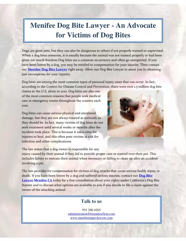 menifee dog bite lawyer an advocate for victims