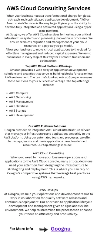 AWS Cloud Consulting Services