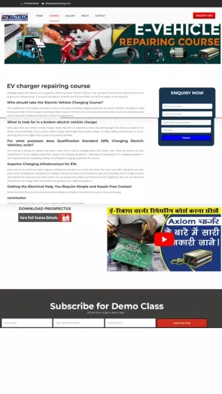 Ev Charger Repairing Course | Ev Charger Repairing Institute Delhi, India