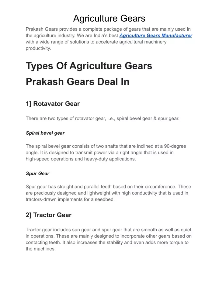 agriculture gears
