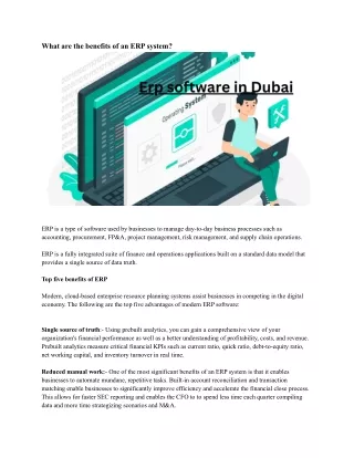 what are the benefits of an erp system