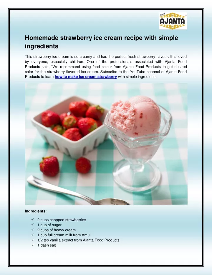 homemade strawberry ice cream recipe with simple