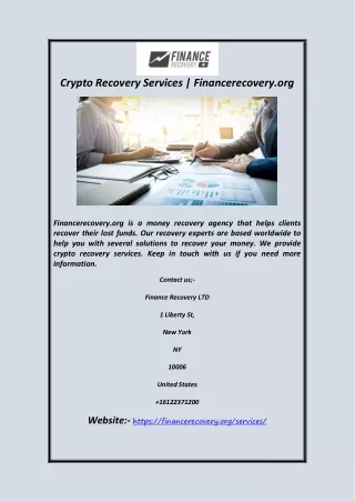 Crypto Recovery Services Financerecovery.org