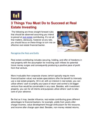 3 Things You Must Do to Succeed at Real Estate Investing