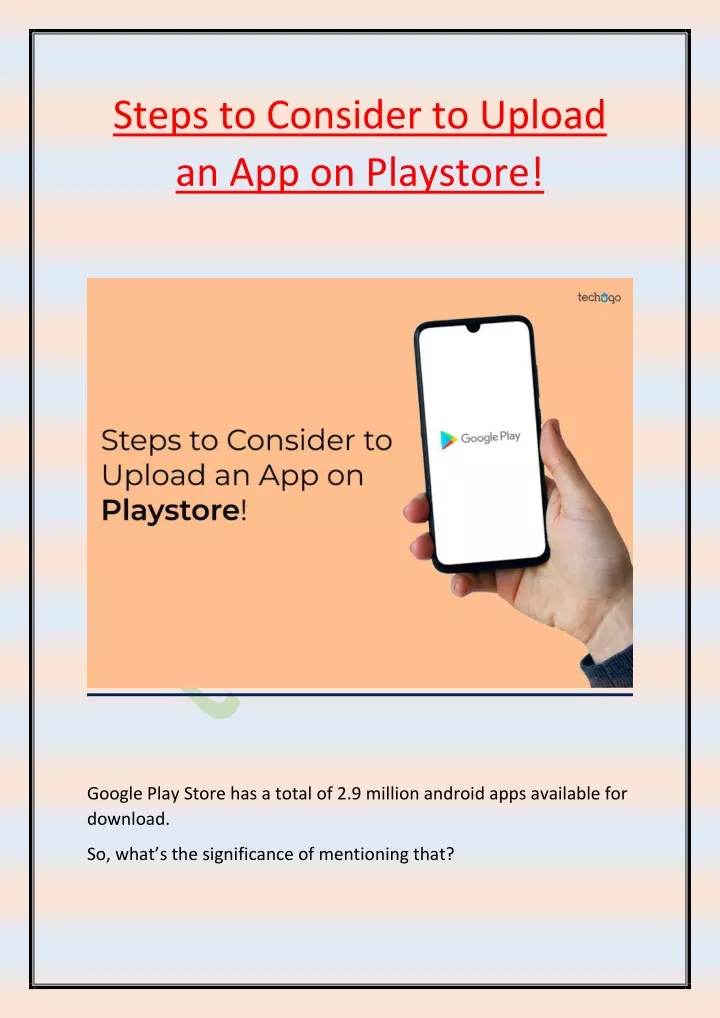 steps to consider to upload an app on playstore