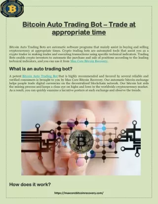 Bitcoin Auto Trading Bot – Trade at appropriate time