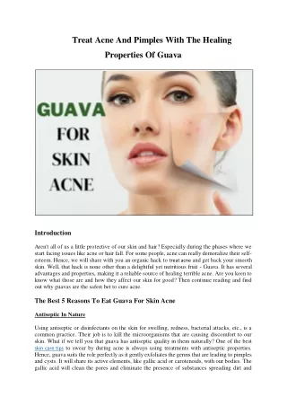 Treat Acne And Pimples With The Healing Properties Of Guava
