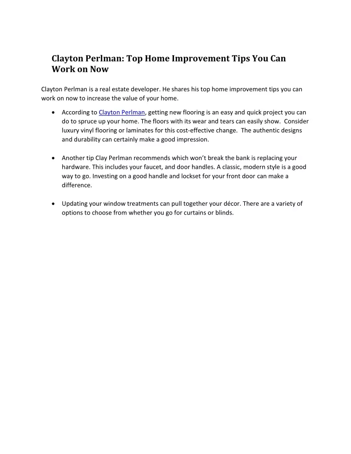 clayton perlman top home improvement tips