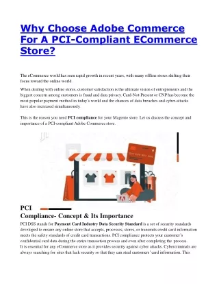 why choose adobe commerce for a pci compliant ecommerce store