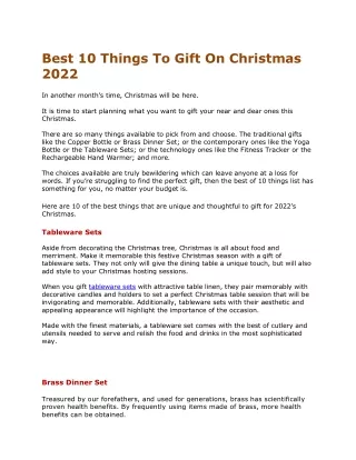 Best 10 Things To Gift on Christmas 2022