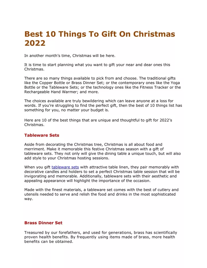 best 10 things to gift on christmas 2022