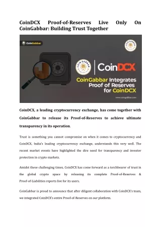 CoinDCX Proof-of-Reserves Live Only On CoinGabbar_ Building Trust Together