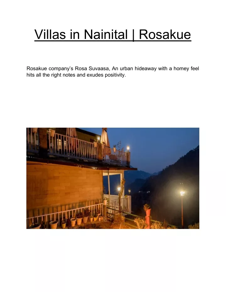 villas in nainital rosakue