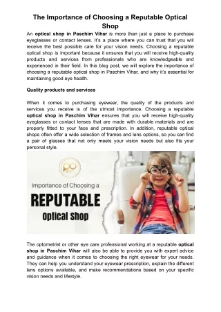 The Importance of Choosing a Reputable Optical Shop