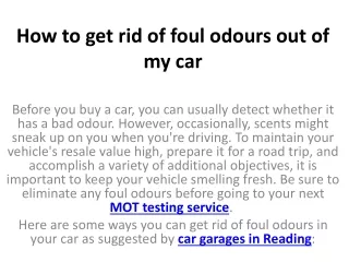 how to get rid of foul odours out of my car