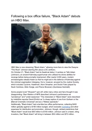 Following a box office failure, _Black Adam_ debuts on HBO Max (1)