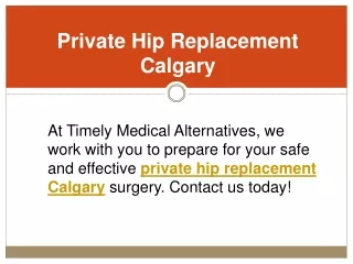 Private Hip Replacement Calgary