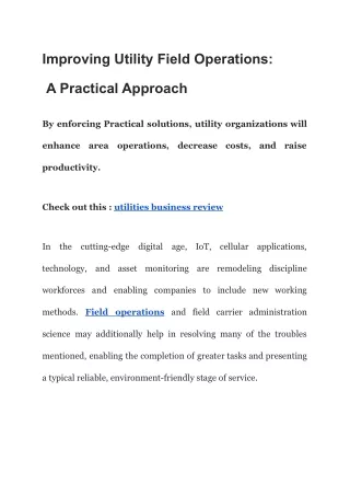improving utility field operations