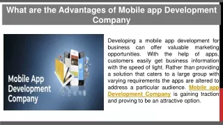 What Are The Advantages Of Mobile app Development Company
